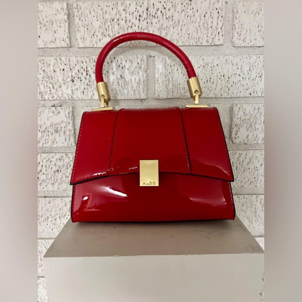 Aldo Red Patent Mini Top-Handle Bag - Picture 2 of 6